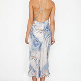 Elanora Strappy Midi Dress Marbled Blue