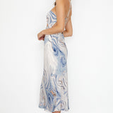 Elanora Strappy Midi Dress Marbled Blue