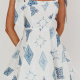 Jeanie Tied Shoulder Mini Dress Blue