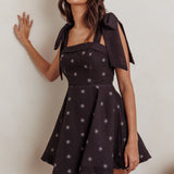 Jeanie Tied Shoulder Mini Dress Black