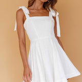 Jeanie Bow Shoulder Mini Dress Off White