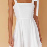 Jeanie Bow Shoulder Mini Dress Off White