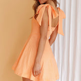 Jeanie Bow Shoulder Mini Dress Orange