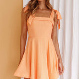Jeanie Bow Shoulder Mini Dress Orange
