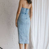 Ziva Halterneck Midi Dress Blue
