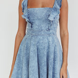 Nola Ruffle Strap Mini Dress Light Denim