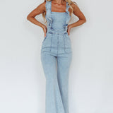 Nola Flared Ruffle Jumpsuit Blue