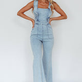 Nola Flared Ruffle Jumpsuit Blue