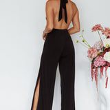 Emanuella Halterneck Split Jumpsuit Black
