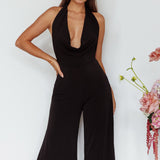 Emanuella Halterneck Split Jumpsuit Black