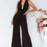 Emanuella Halterneck Split Jumpsuit Black