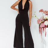 Emanuella Halterneck Split Jumpsuit Black