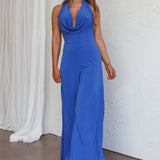 Emanuella Halterneck Split Jumpsuit Midnight Blue
