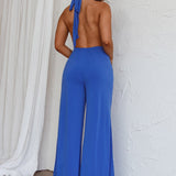 Emanuella Halterneck Split Jumpsuit Midnight Blue