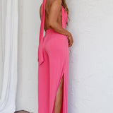 Emanuella Halterneck Split Jumpsuit Pink