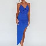 Emanuella Chain Strap Midi Dress Blue