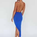 Emanuella Chain Strap Midi Dress Blue