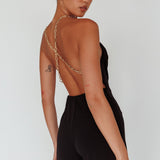 Emanuella Chain Strap Jumpsuit Black