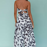 Randi Wide Leg Pants Leaf Print Black