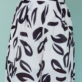 Randi Wide Leg Pants Leaf Print Black