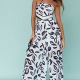 Randi Tie-Back Top Leaf Print Black
