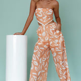 Randi Tie-Back Top Leaf Print Mango