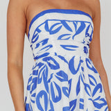 Randi Tie-Back Maxi Dress Leaf Print Blue