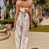 Tammi Wide Leg Satin Pants Oyster