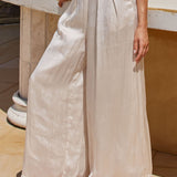 Tammi Wide Leg Satin Pants Oyster