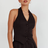 Tammi Halter Vest Top Black