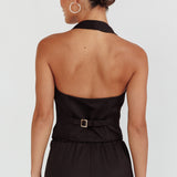 Tammi Halter Vest Top Black