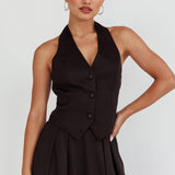 Tammi Halter Vest Top Black