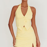 Tammi Fitted A-Line Mini Skirt Lemon