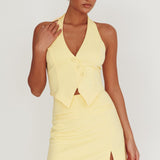 Tammi Fitted A-Line Mini Skirt Lemon
