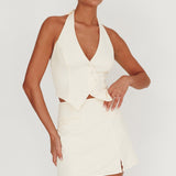 Tammi Fitted A-Line Mini Skirt Oyster