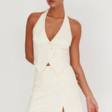Tammi Fitted A-Line Mini Skirt Oyster