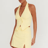Tammi Halter Vest Top Lemon