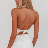 Tammi Halter Buckle Vest Top Off White