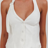 Tammi Halter Buckle Vest Top Off White