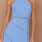 Felini Criss-Cross Back Flounce Midi Dress Blue