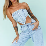 Uptown Wide Leg Pants Denim