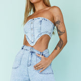 Uptown Wide Leg Pants Denim