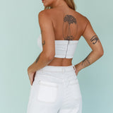Uptown Strapless Crop Top White
