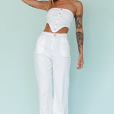 Uptown Strapless Crop Top White