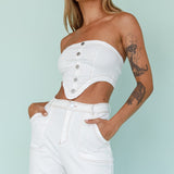 Uptown Strapless Crop Top White