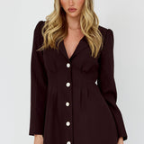 Miracle Button Front Pintuck Mini Dress Black