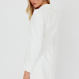 Miracle Button Front Pintuck Mini Dress White