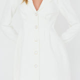 Miracle Button Front Pintuck Mini Dress White