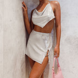 Aleigh Pin Feature Mini Skirt Silver