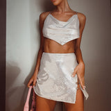 Aleigh Pin Feature Mini Skirt Silver